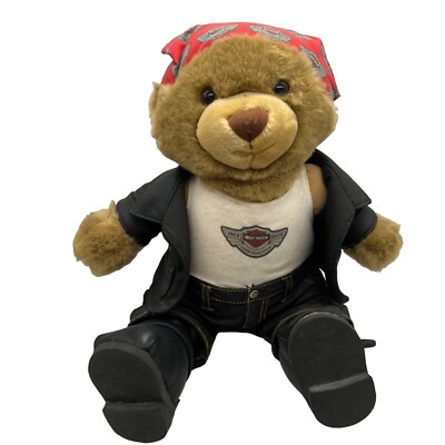 Harley Davidson Teddy Bear Plush Vintage 2003 Motorcycle Bandana Jacket