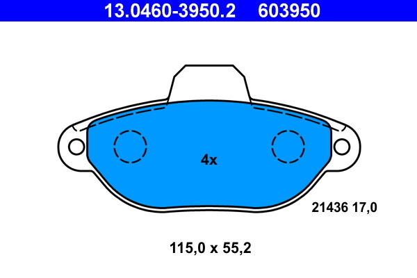 ATE 13.0460-3950.2 Brake Pad Set, disc brake for FIAT,LANCIA