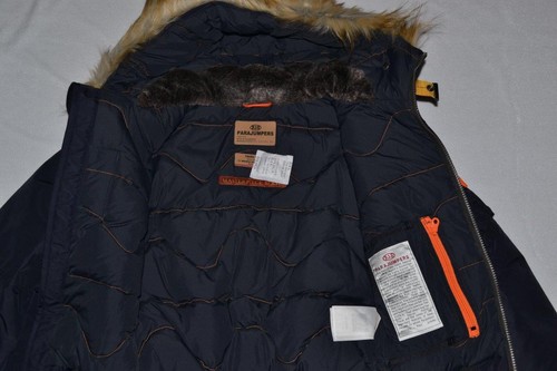 AUTHENTIC PARAJUMPERS GOBI ECO BOYS HOODED BOMBER NAVY YOUTH MEDIUM BRAND NEW - Picture 3 of 5