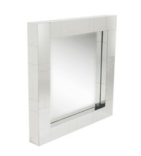 Chrome Mid century Modern Square Cityscape Wall Mirror after Paul Evans