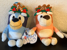 BLUEY  BINGO as REINDEER Christmas PLUSH SET of 2 Bag CLIP ON 7.5" NEW TAG