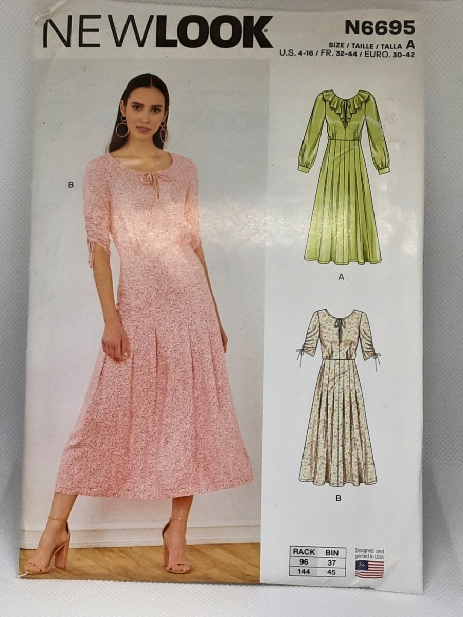 NEW New Look Pattern N6695 Sizes 4-18 Dress Fitted Waist Flares Out Sleeves NEW New Look Pattern N6695 Sizes 4-18 Dress Fitted Waist Flares Out Sleeves