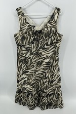 Talbots Sleeveless Knee Length Dress Womens Size 14 Animal Print Beige Black
