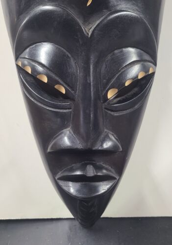 Máscara tribal africana grande tallada a mano madera decoración de pared arte ébano ébano Ghana - Imagen 2 de 12