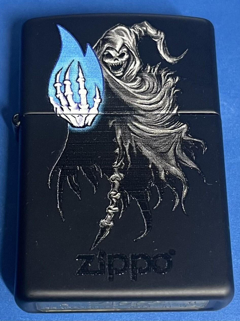 ZIPPO 2011 BARRETT SMYTHE DEATH & FLAME BLACK MATTE LIGHTER UNFIRED IN BOX V889