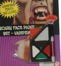 Scary Face paint Vampire Makeup Kit with Teeth Fangs Included