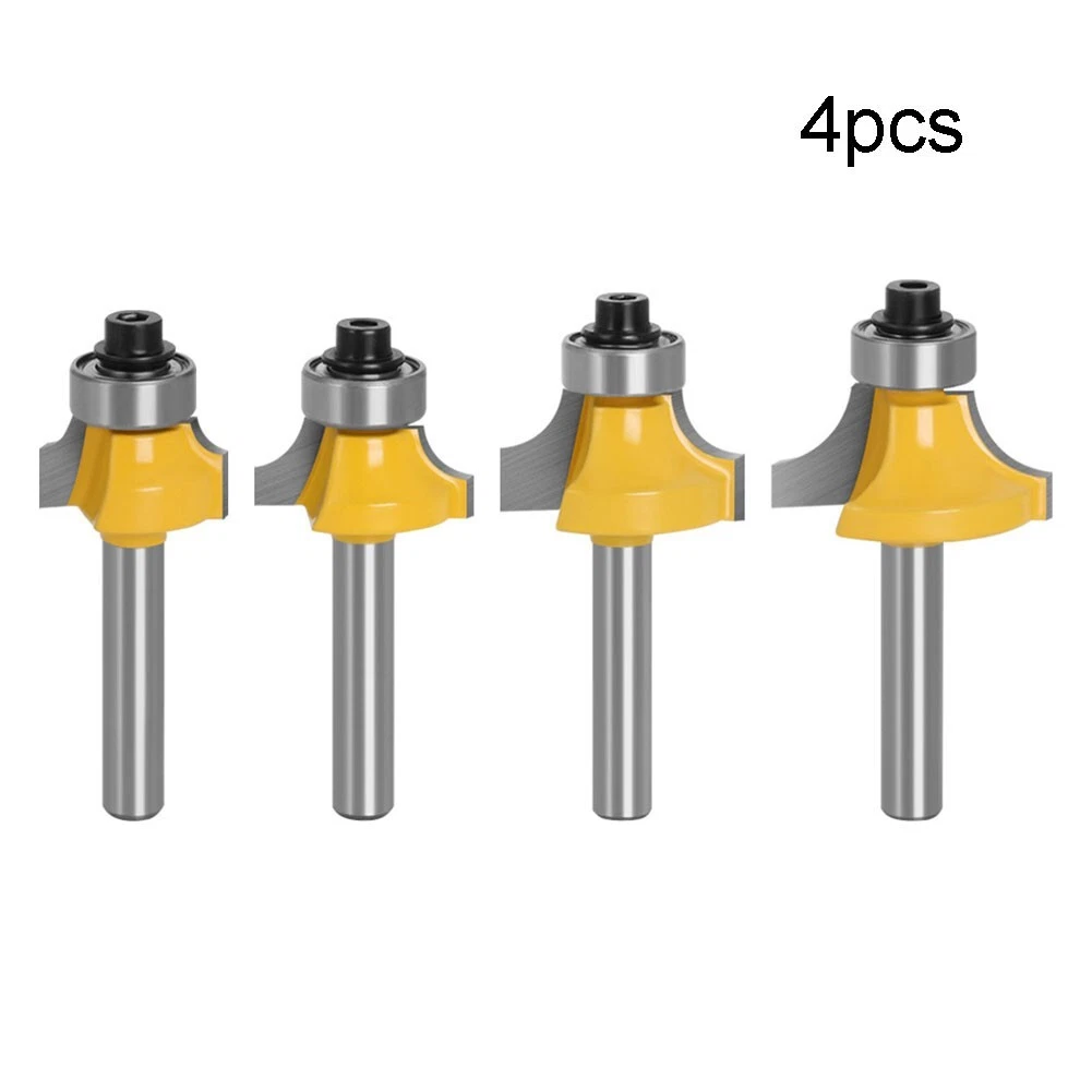 Perfect for Wood Slotting and Tenon Joint 4pc Corner Round Over Router Bit Set