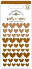 Doodlebug Self-Adhesive Stickers Puffy Heart Shapes 3 Sizes Brown Bon Bon