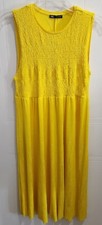 Zara Women's Smocked Sleeveless Midi Dress Solid Bright Yellow Size Medium