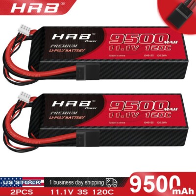 2pcs 3S 9500mAh 11.1V LiPo Battery TR T adapter for Rc Car Truck Airplane Heli