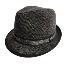 Vintage DORFMAN PACIFIC Gray Tweed Wool Blend Fedora Hat Mens Size M