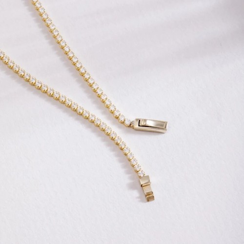 Tennis Bracelet 14K Solid Gold IGI 2mm CVD/Lab Grown Diamond VS2 Wedding Jewelry - Picture 5 of 7