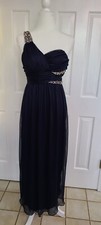 City Studio Dress Size 1 One Shoulder Navy Beaded Formal Wedding Prom
