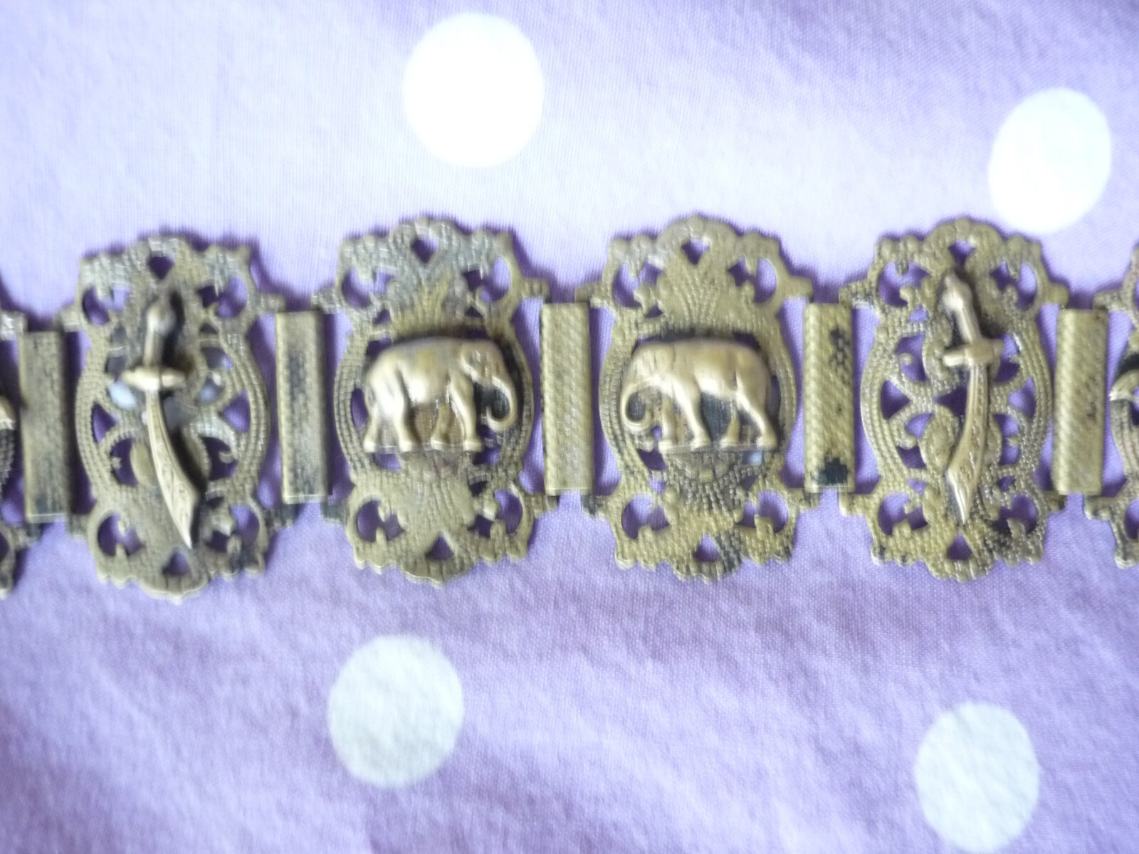 Vintage Middle Eastern Bracelet- Hinged Panels-El… - image 8