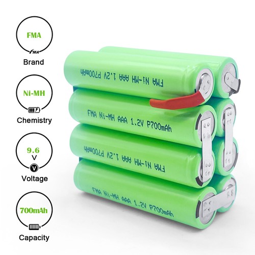 Batería Ni-MH 9.6V 700mAh para Juguetes de Sonido Luminoso Helicóptero Control Remoto - Imagen 9 de 15