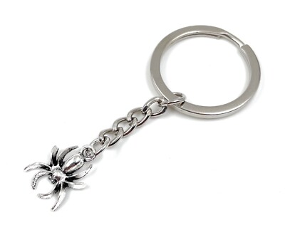Schlüsselanhänger Keychain Silber Metall Spinne Spider Tier Eckel Schreck