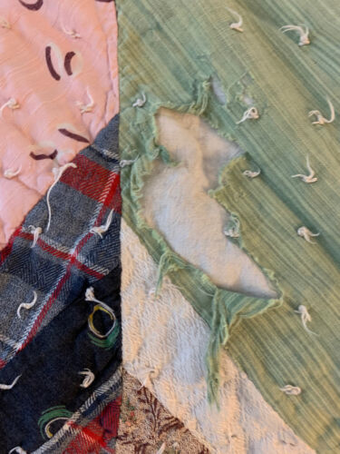 Vintage 100% cotton Handmade CRAZY QUILT Twin 80 X 72 - Picture 4 of 5