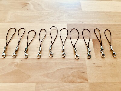 6 x Handy Anhänger mit Karabinerhaken  in Schwarz Silber Anhänger Karabiner NEU
