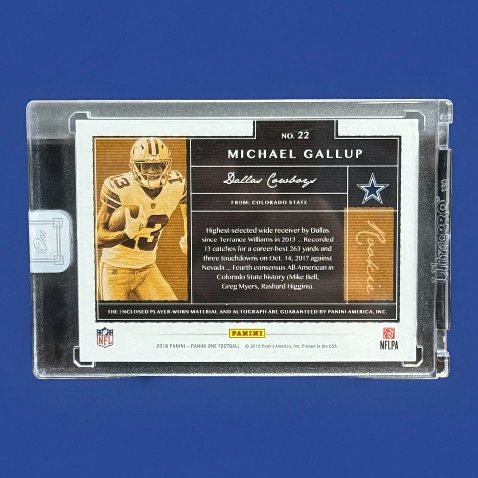 Michael Gallup 2018 Panini One Rookie Patch ON CARD Auto /99 - Sealed -Cowboys🔥 - Image 2 of 2