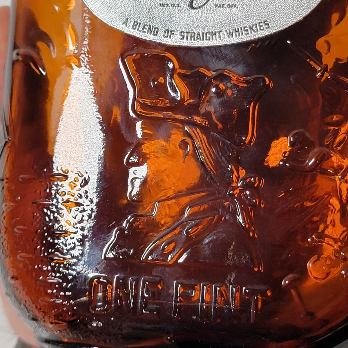 Beautiful Vtg Paul Jones Four Star Embossed Glass One Pint Beautiful Vtg Paul Jones Four Star Embossed Glass One Pint