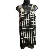 Sage Black and White Crocheted Back Sleeveless Dress Sz S