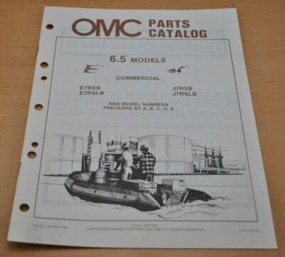 OMC Evinrude 6.5 Models E7 J7  Boots Motor Parts Book Ersatzteilliste 1986
