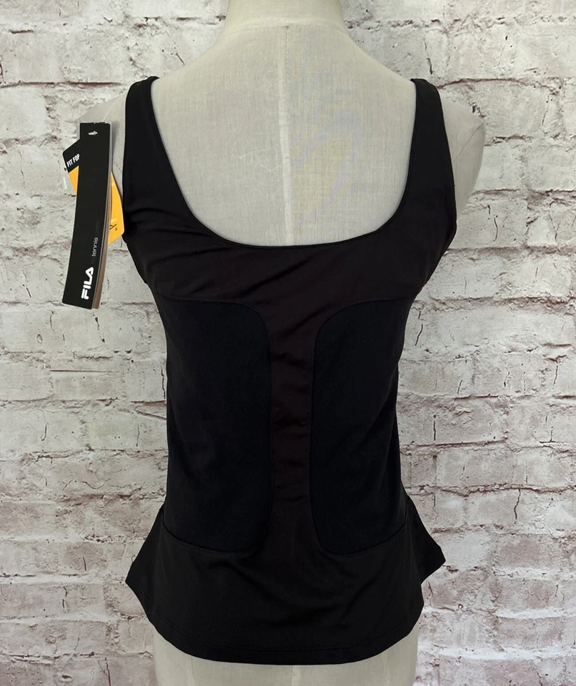Sutiã FILA Regata Feminina Pequena Elite #2 NOVO Preto Meryl Embutido - Imagem 4 de 4