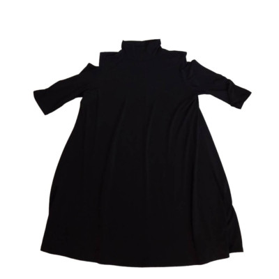 Clara Sun Woo Womens Mock Neck Cold Shoulder Mini Dress Black Size Medium