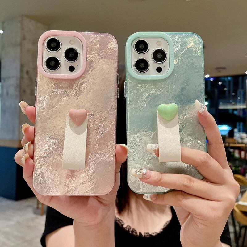 For iPhone 15 Pro Max 14 13 12 11 Glitter Diamond Case With Heart