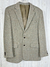 VTG Harris Tweed Scotland Herringbone Hand Woven Blazer 40R Pure Wool Classic