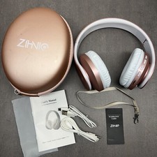   ZIHNIC Rose Gold Wireless Bluetooth Active Noise Cancelling Headphones Used C7