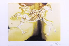 Salvador Dali Pegasus Flying Horse Facsimile Signed Lithograph COA
