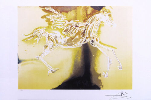 Salvador Dali Pegasus Flying Horse Facsimile Signed Lithograph COA - Afbeelding 1 van 1