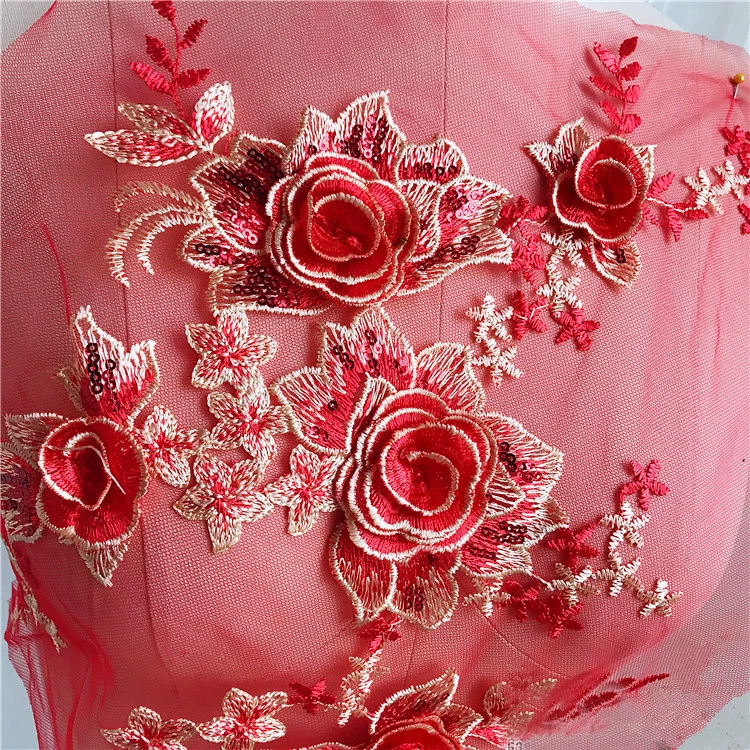 Encaje Floral Aplique con Cuentas Bordado Boda Vestido Ribete de Motivo 1PC - Imagen 4 de 4