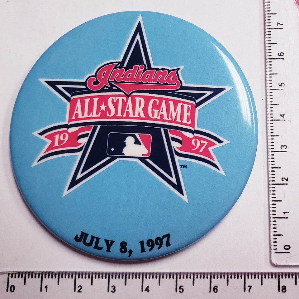 Vintage 1997 MLB AllStar Game Button 7/8/97 Cleveland Indians Jacobs
