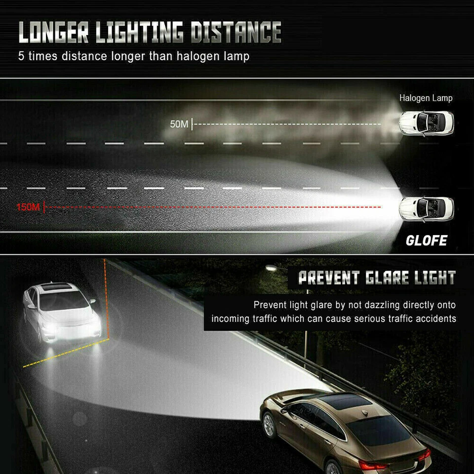 Combo de lâmpadas de neblina Hi/Lo farol LED para Dodge Stratus 1995-2000 4 peças 6000K - Imagem 3 de 4