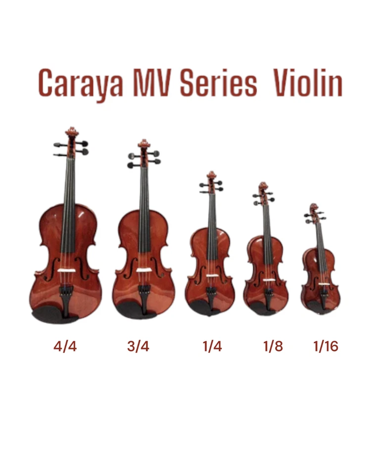Caraya Wooden Violin Set-All Size w/Stand,Foam Case,Bow,String,Rosin,Collimators - Image 3 of 4