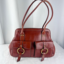 Maxx New York Genuine Leather Cognac Brown Shoulder Purse