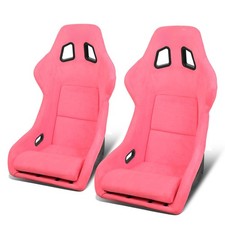 2pcs Pink Lark Fiberglass Fixed Position Bucket Racing Seats Large With Sliders