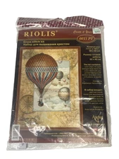 New Sealed Riolis Cross Stitch Kit Hot Air Balloons 11 3/4” X 15 3/4” 2014