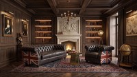 Chesterfield Garnitur 3-Sitzer Sofa Sessel Union Jack Leder Vintage