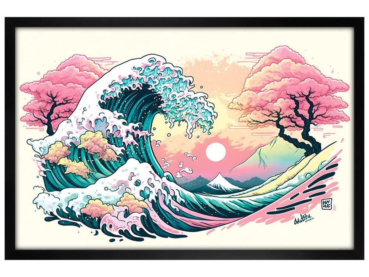 Ada Ingram Pastel Wave Maxi Poster - Black Wooden Framed