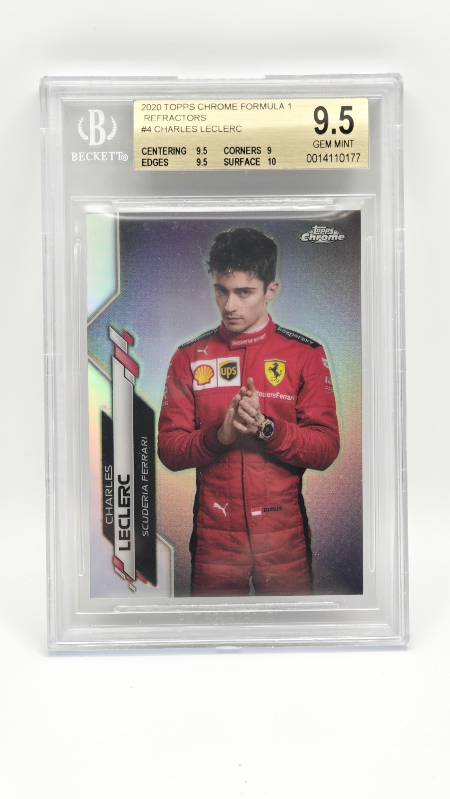 2020 Topps Chrome Formula 1 Charles Leclerc Refractor #4 Rookie Card BGS 9.5 GEM