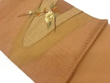 7528279: JAPANESE KIMONO JAPANESE NAGOYA OBI / TSUMUGI / WOVEN WAVY STRIPE  CAM