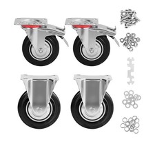 3 Inch Caster Wheels Set of 4 for Cart, Rubber Locking, Brake