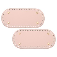 2Pcs 4.7"x9.8" Oval Leather Crochet Bag Bottom with Holes, Pink