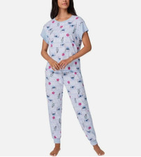 Disney Stitch Women's 2 Piece Ribbed Lounge Pajama Set, Blue, Size Small