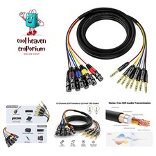 8 Channel 1/4" TRS to XLR Snake Cables 10ft 1 Pack, 6.35mm Jack Stereo Audio ...