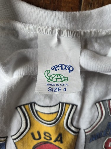 Vintage Basketball Tshirt With Jerseys Boys Sz 4 Made In USA P.D.Q - Picture 3 of 6