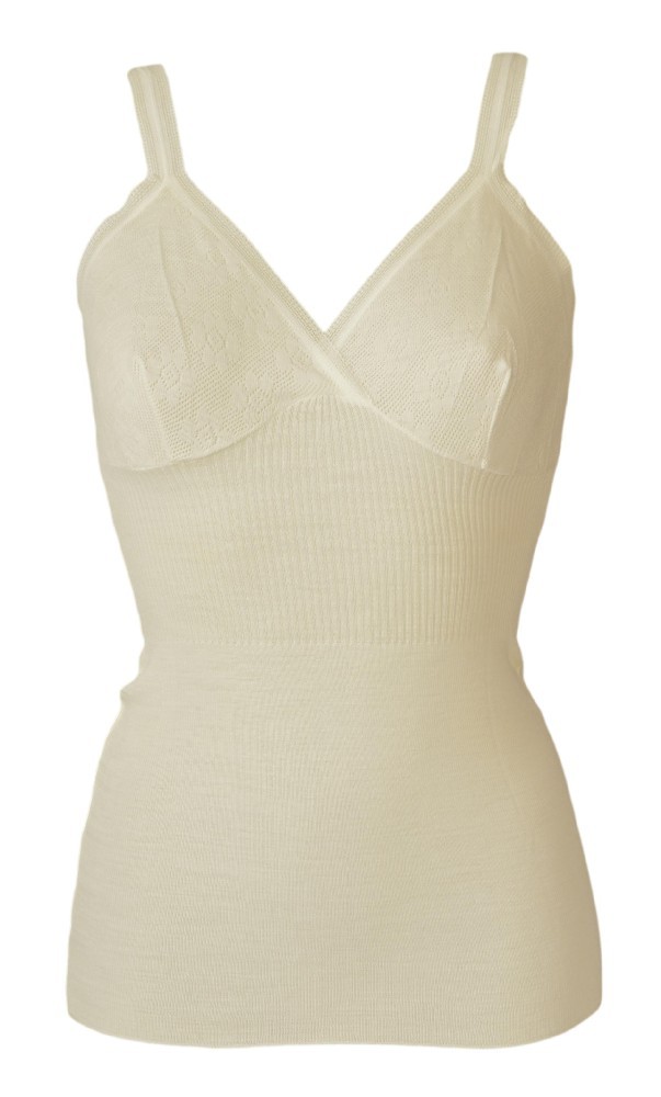 LIABEL Damen-Camisole mit schmaler Schulter- und Brustpartie, Wollmischung, Arti